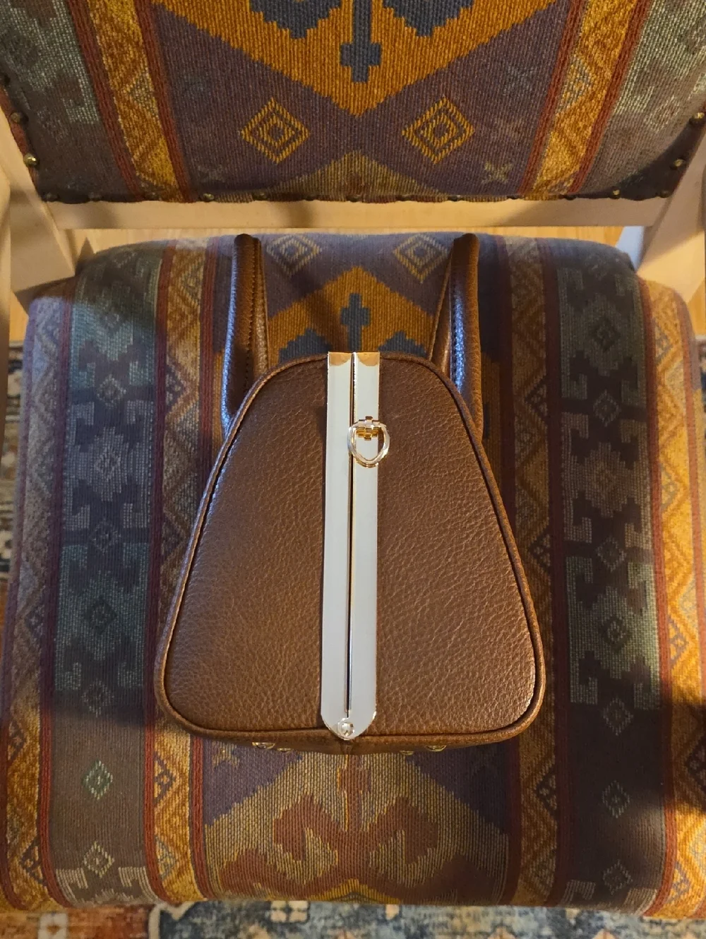 La Terre Fashion Vegan Leather Brown Satchel Handbag Rhinestone Clasp With Strap